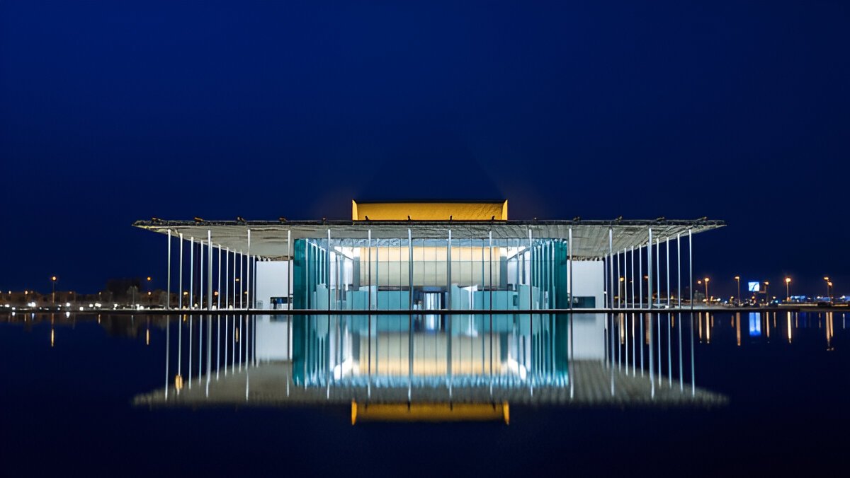 Bahrain National Theatre at night